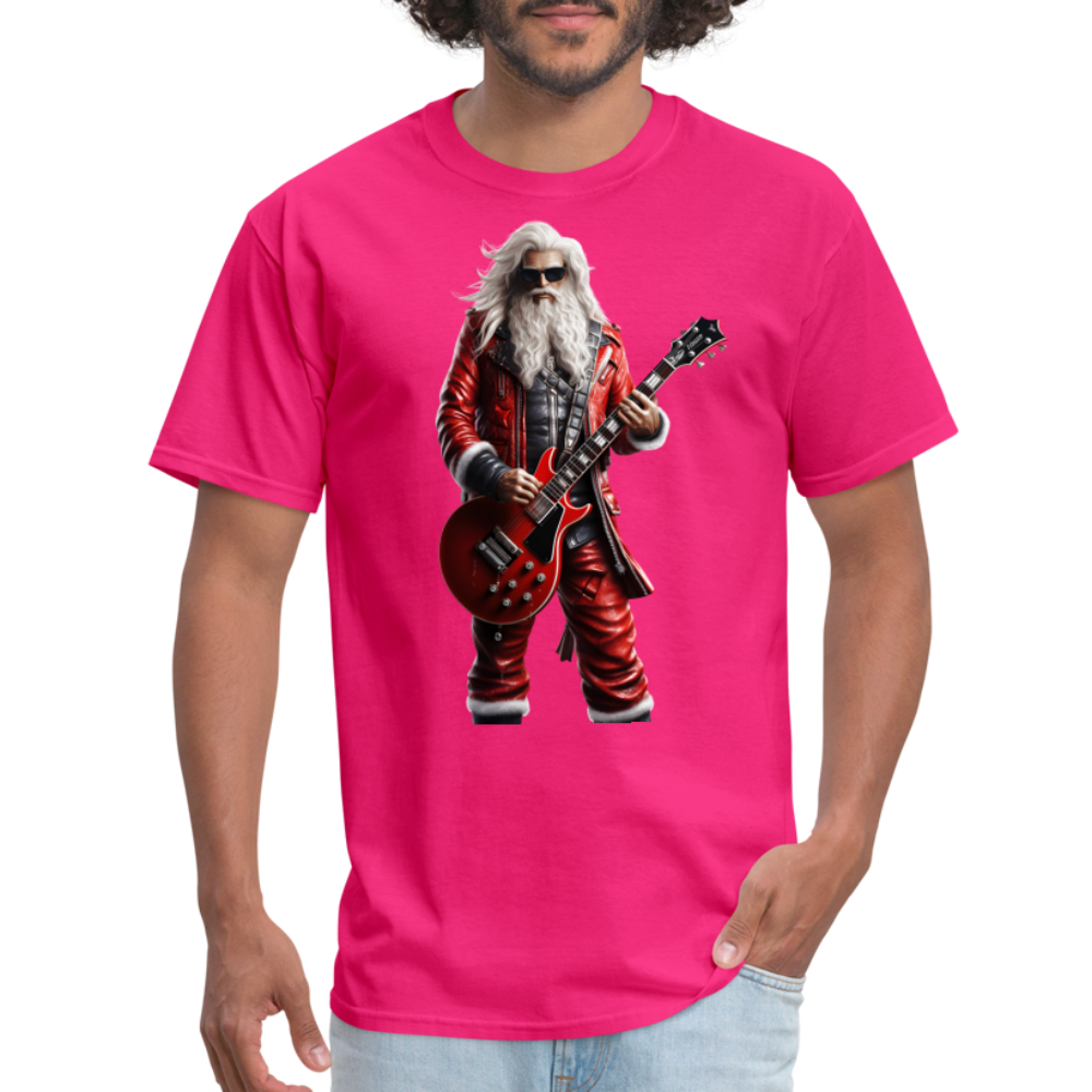 Santa Rock Star Playing Guitar Unisex Classic T-Shirt - fuchsia