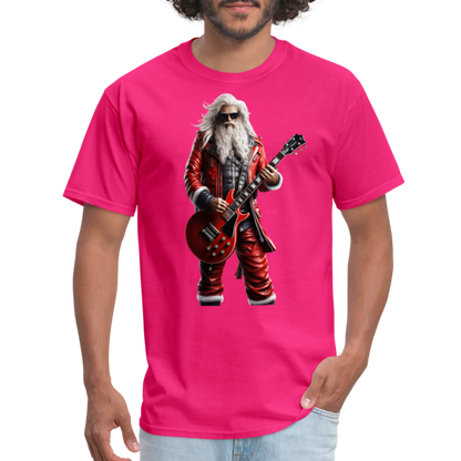 Santa Rock Star Playing Guitar Unisex Classic T-Shirt - fuchsia