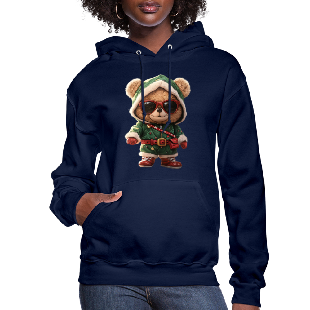 Hooded Gangster Teddy Bear (Design A) Women's Hoodie - navy