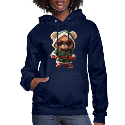 Hooded Gangster Teddy Bear (Design A) Women's Hoodie - navy