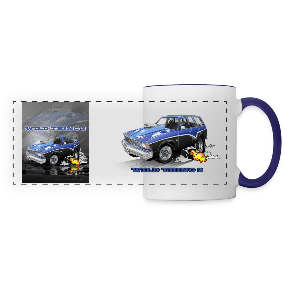 1978 Chevy Malibu Panoramic Mug - white/cobalt blue