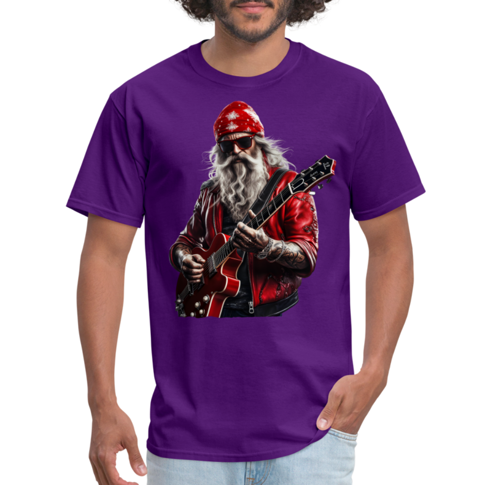 Santa in a Bandana Playing Guitar Unisex Classic T-Shirt - purple