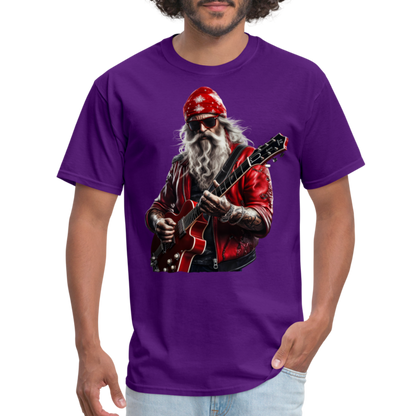 Santa in a Bandana Playing Guitar Unisex Classic T-Shirt - purple