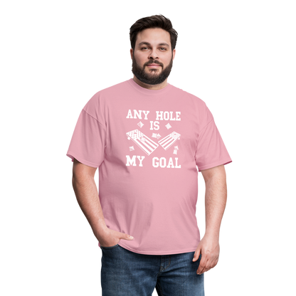 Any Hole is My Goal Cornhole Unisex Classic T-Shirt - pink