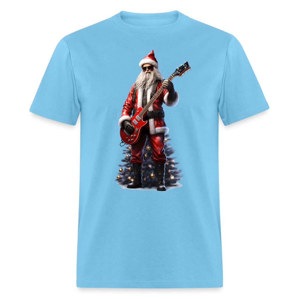 Santa Rockin Around the Christmas Tree Unisex Classic T-Shirt - aquatic blue