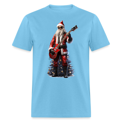 Santa Rockin Around the Christmas Tree Unisex Classic T-Shirt - aquatic blue