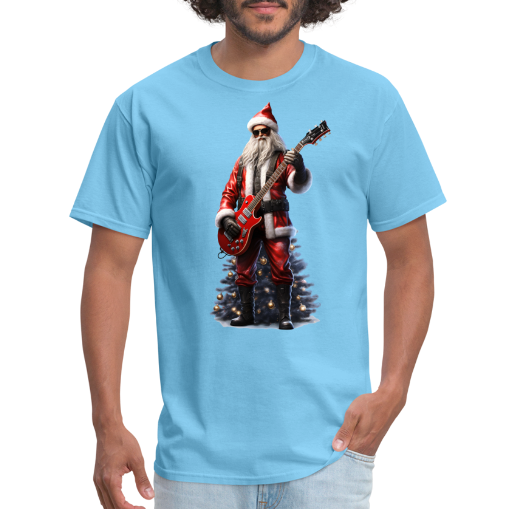 Santa Rockin Around the Christmas Tree Unisex Classic T-Shirt - aquatic blue