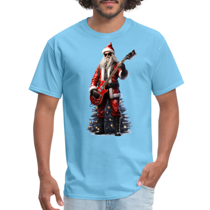 Santa Rockin Around the Christmas Tree Unisex Classic T-Shirt - aquatic blue