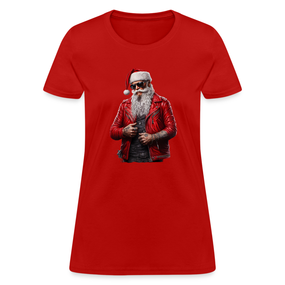 Santa Claus Rock Star Sunglasses Women's T-Shirt - red