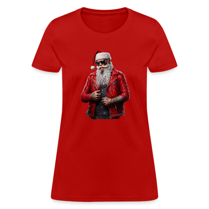 Santa Claus Rock Star Sunglasses Women's T-Shirt - red