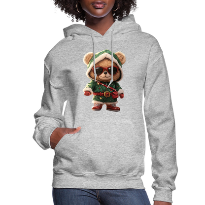 Hooded Gangster Teddy Bear (Design A) Women's Hoodie - heather gray