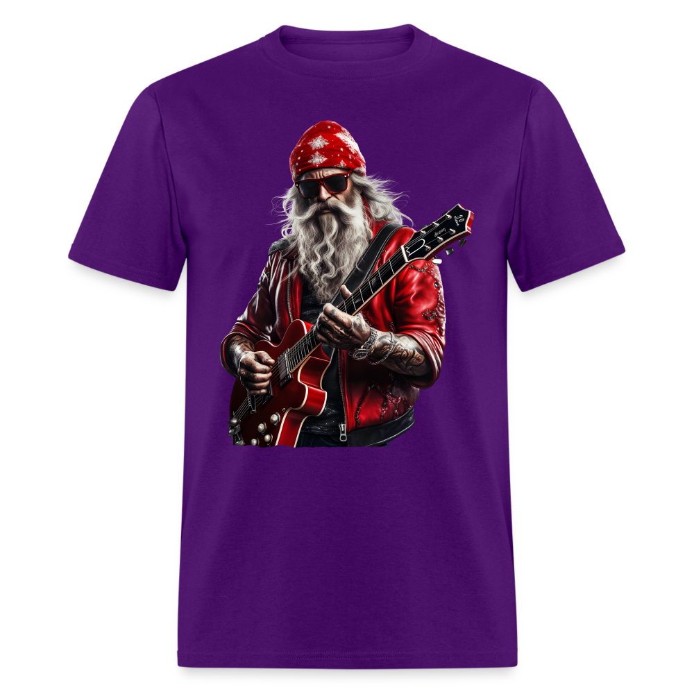 Santa in a Bandana Playing Guitar Unisex Classic T-Shirt - purple