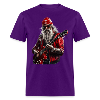 Santa in a Bandana Playing Guitar Unisex Classic T-Shirt - purple