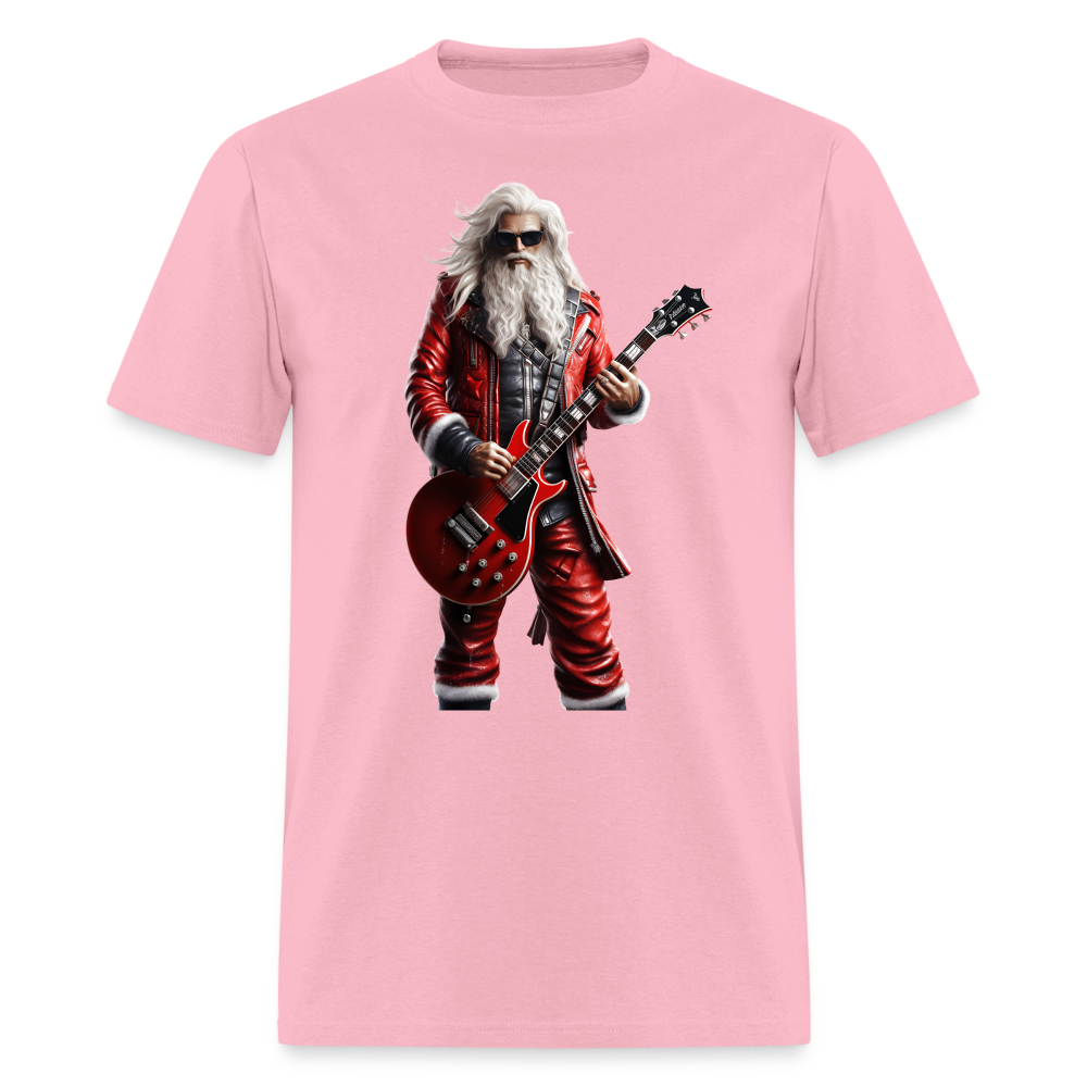 Santa Rock Star Playing Guitar Unisex Classic T-Shirt - pink