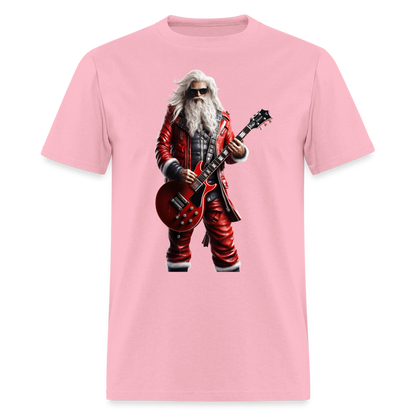 Santa Rock Star Playing Guitar Unisex Classic T-Shirt - pink