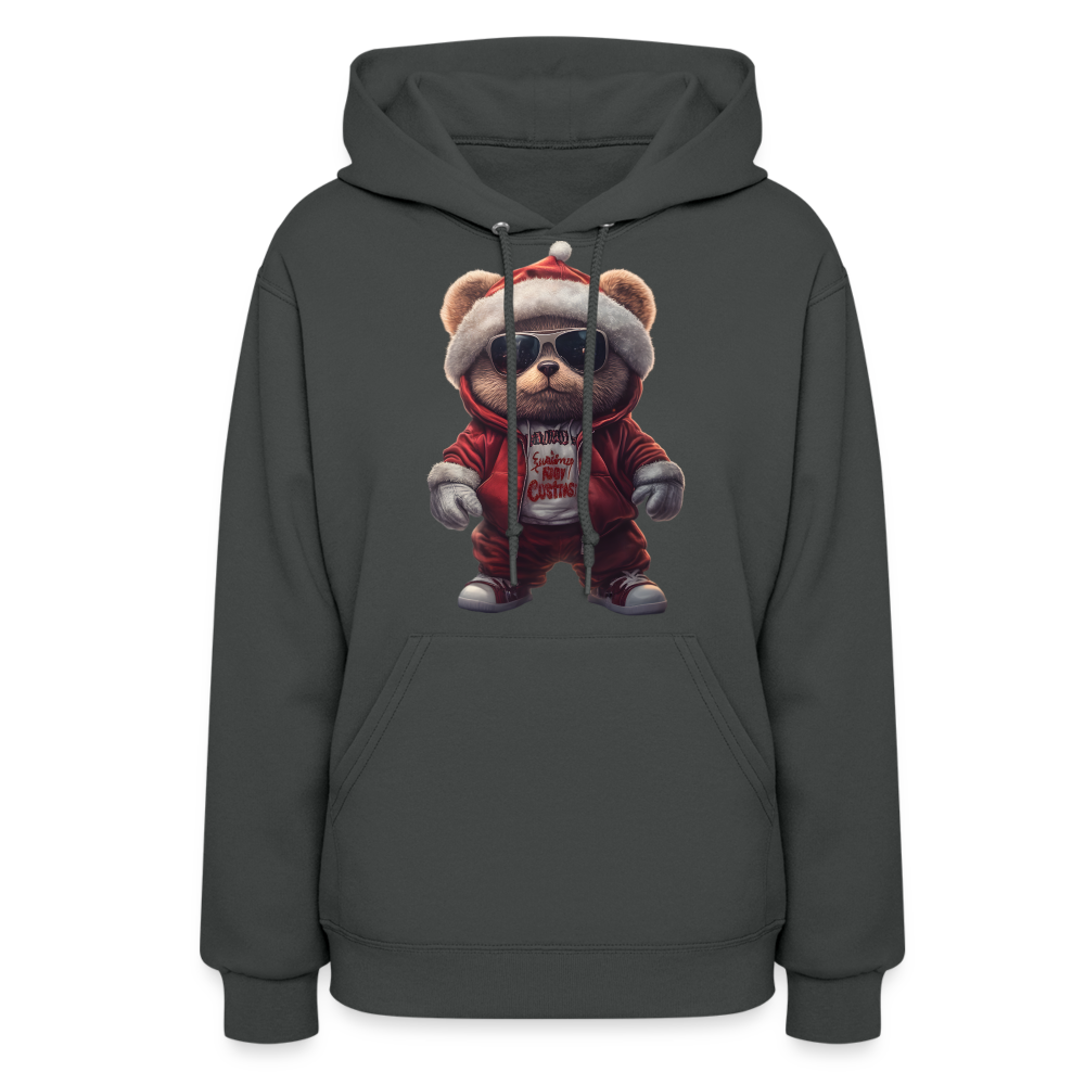 Hooded Gangster Christmas Teddy Bear (Design C) Women's Hoodie - asphalt