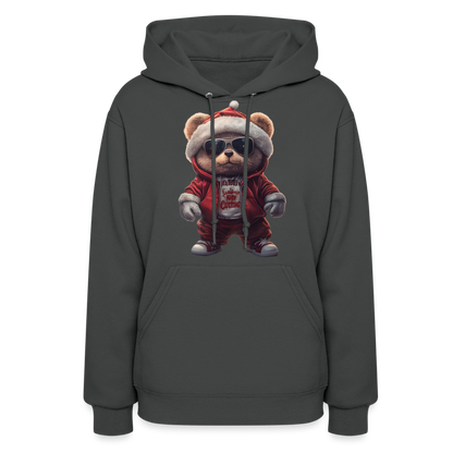 Hooded Gangster Christmas Teddy Bear (Design C) Women's Hoodie - asphalt