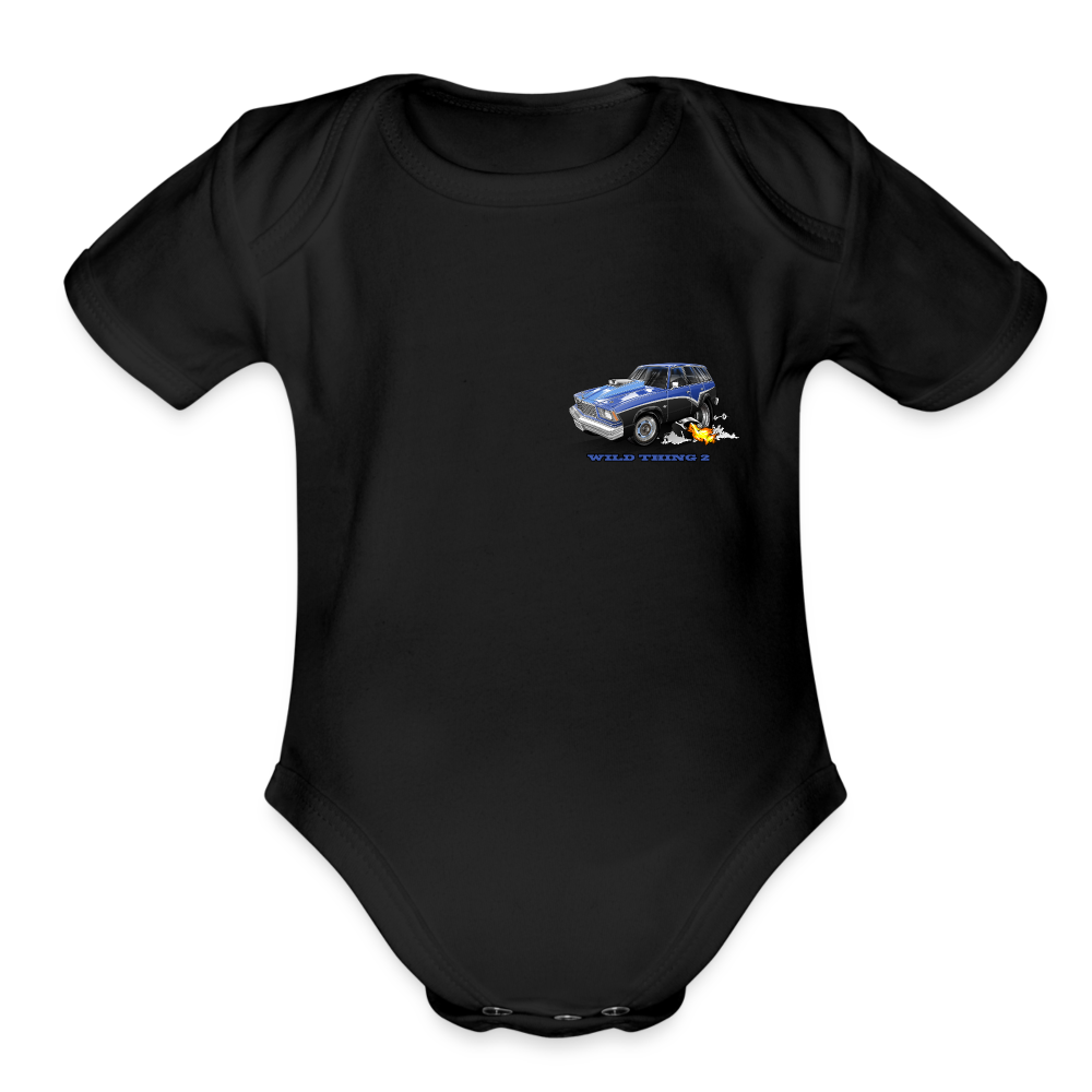 Organic Short Sleeve Baby Bodysuit 1978 Malibu Station Wagon - black