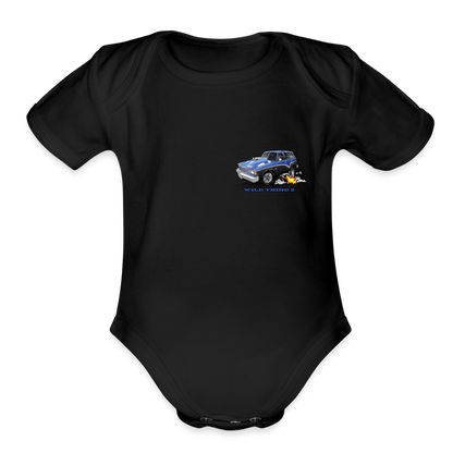 Organic Short Sleeve Baby Bodysuit 1978 Malibu Station Wagon - black