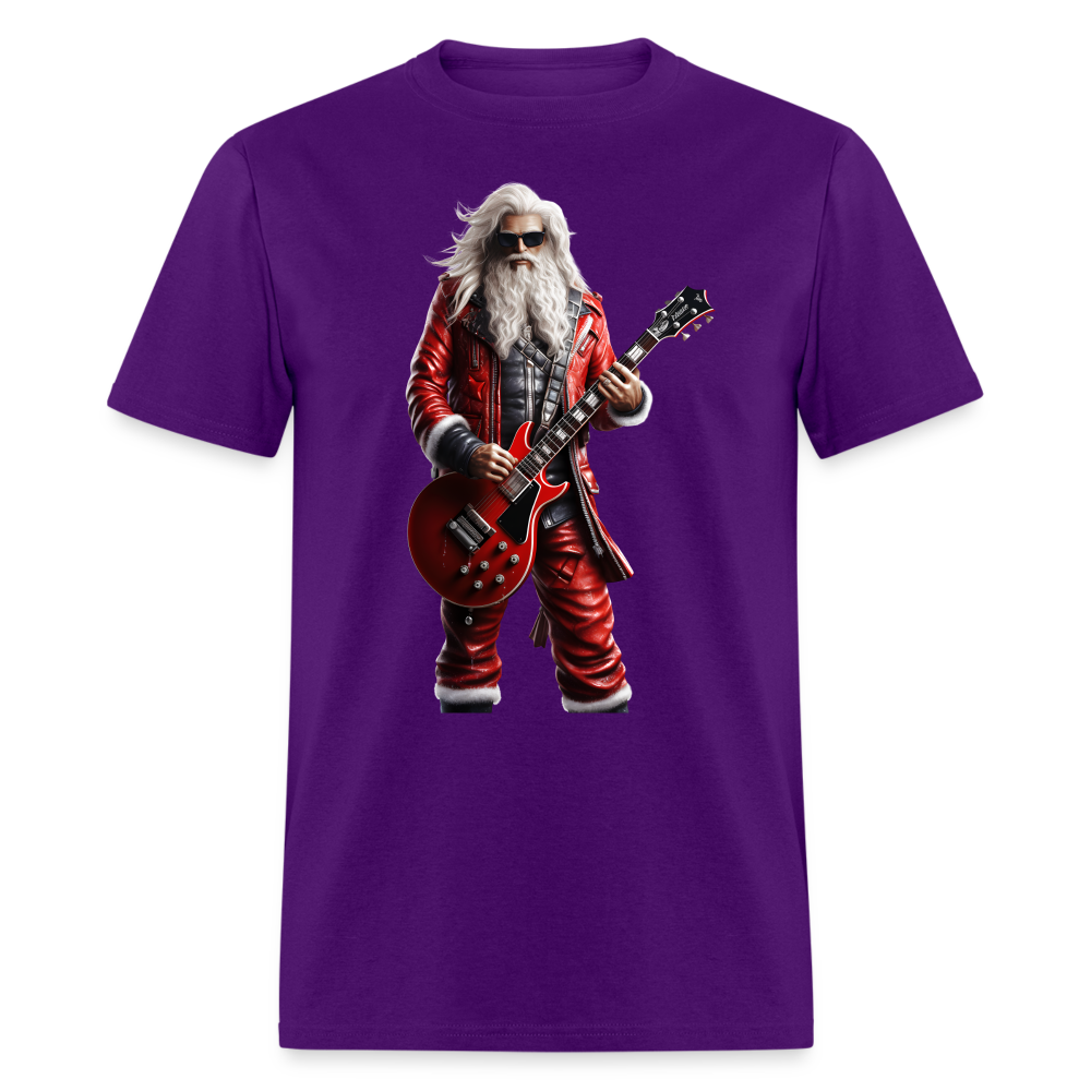 Santa Rock Star Playing Guitar Unisex Classic T-Shirt - purple