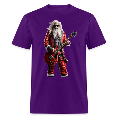 Santa Rock Star Playing Guitar Unisex Classic T-Shirt - purple