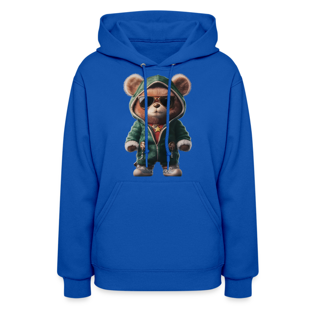Hooded Gangster Christmas Teddy Bear (Design D) Women's Hoodie - royal blue