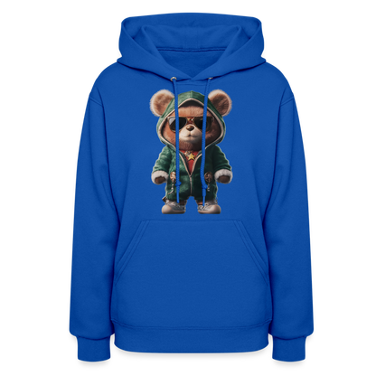 Hooded Gangster Christmas Teddy Bear (Design D) Women's Hoodie - royal blue