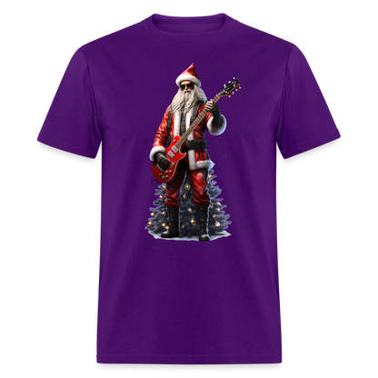 Santa Rockin Around the Christmas Tree Unisex Classic T-Shirt - purple