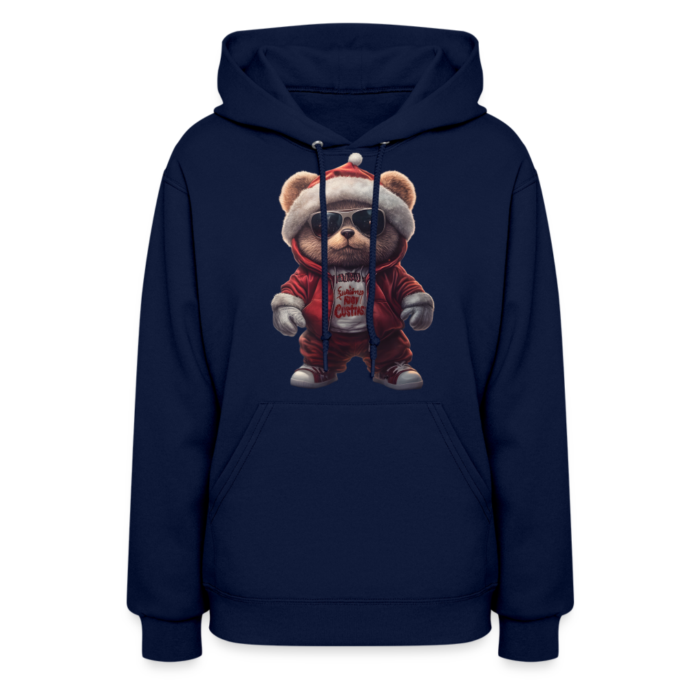 Hooded Gangster Christmas Teddy Bear (Design C) Women's Hoodie - navy