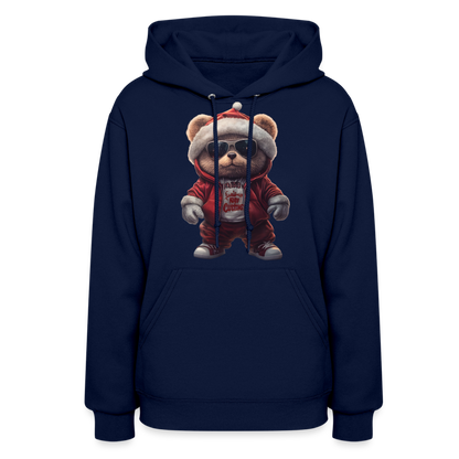 Hooded Gangster Christmas Teddy Bear (Design C) Women's Hoodie - navy