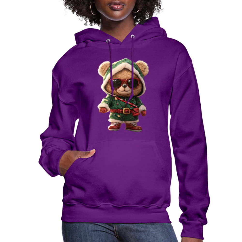 Hooded Gangster Teddy Bear (Design A) Women's Hoodie - purple