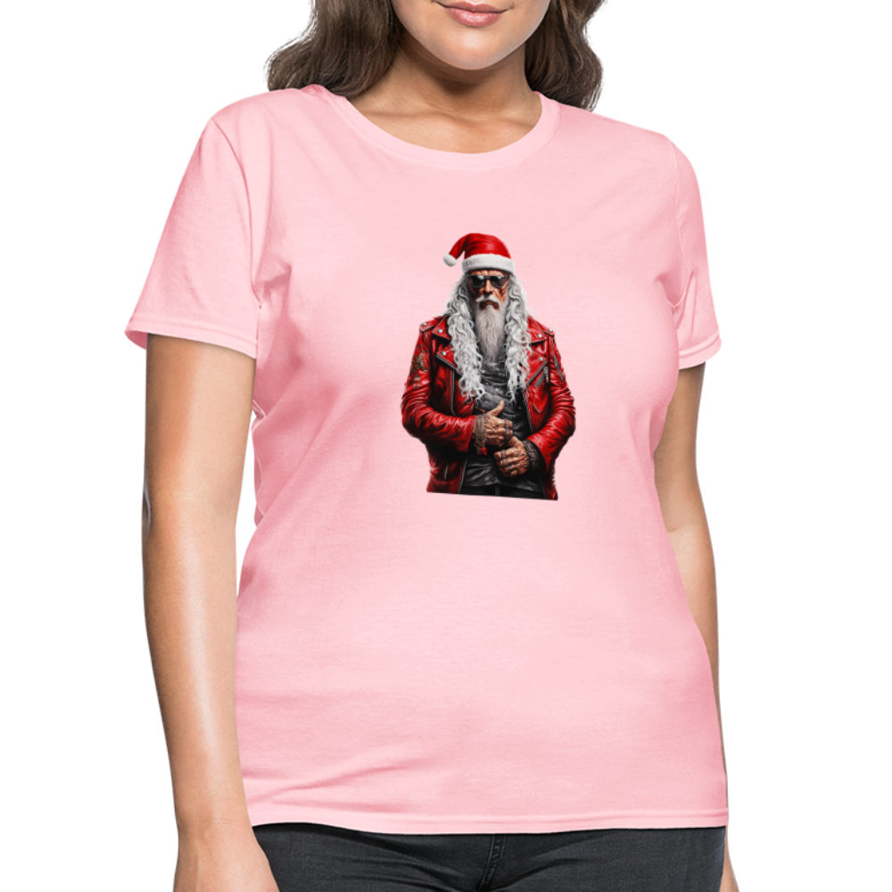 Santa Claus Rock Star in Sunglasses Women's T-Shirt - pink