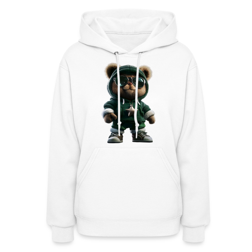 Hooded Gangster Christmas Teddy Bear (Design B) Women's Hoodie - white