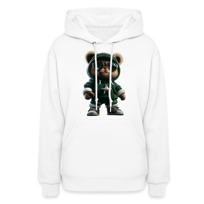Hooded Gangster Christmas Teddy Bear (Design B) Women's Hoodie - white