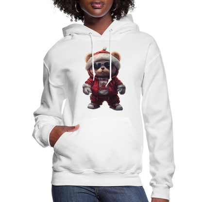 Hooded Gangster Christmas Teddy Bear (Design C) Women's Hoodie - white
