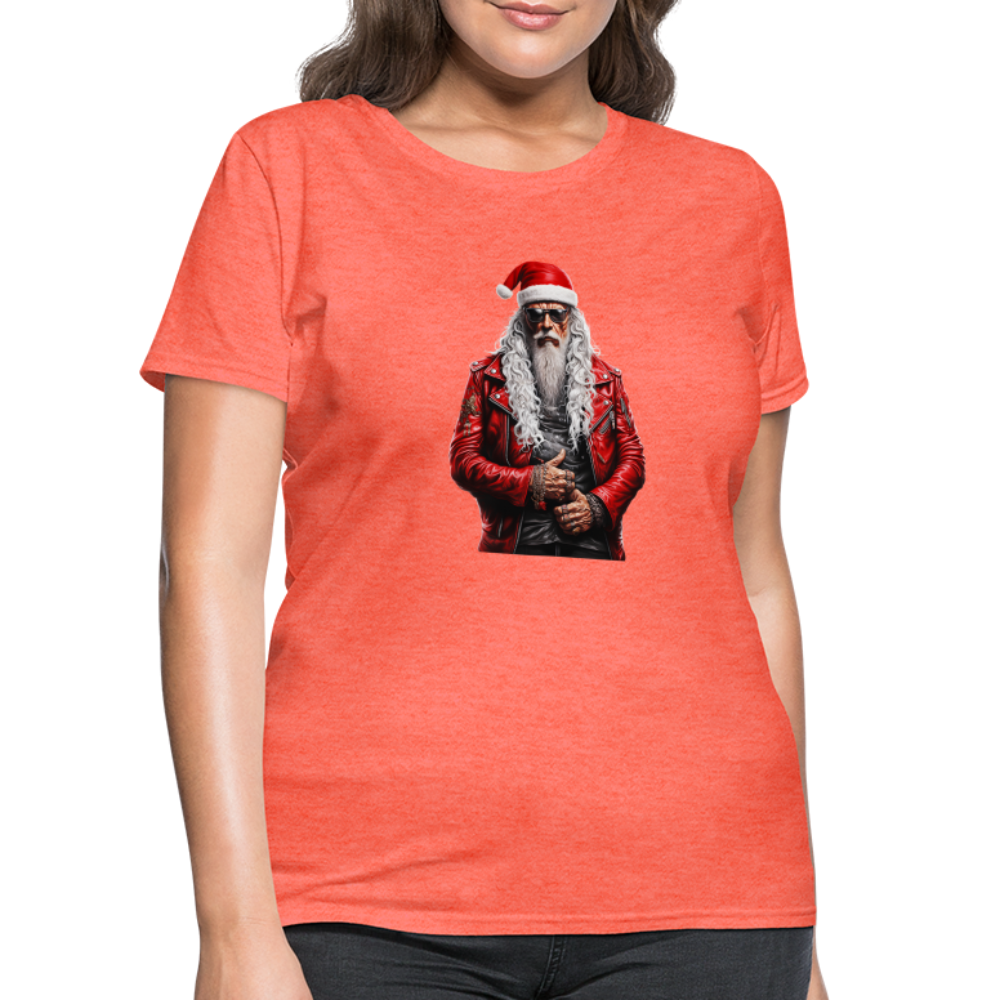 Santa Claus Rock Star in Sunglasses Women's T-Shirt - heather coral