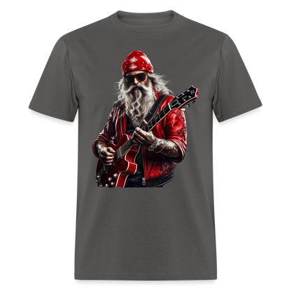 Santa in a Bandana Playing Guitar Unisex Classic T-Shirt - charcoal
