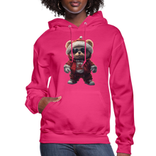 Hooded Gangster Christmas Teddy Bear (Design C) Women's Hoodie - fuchsia