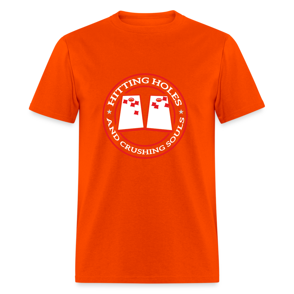 Hitting Holes and Crushing Souls Cornhole Unisex Classic T-Shirt - orange