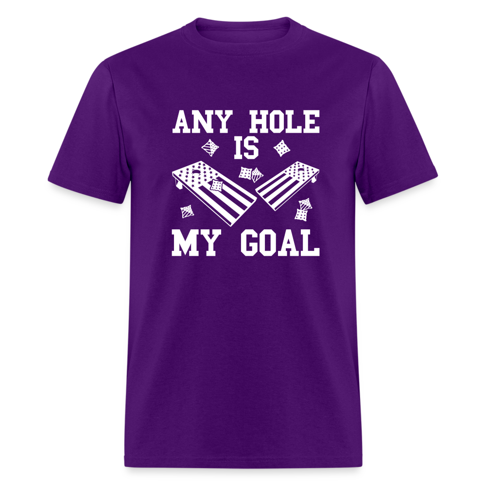 Any Hole is My Goal Cornhole Unisex Classic T-Shirt - purple