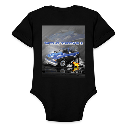 Organic Short Sleeve Baby Bodysuit 1978 Malibu Station Wagon - black