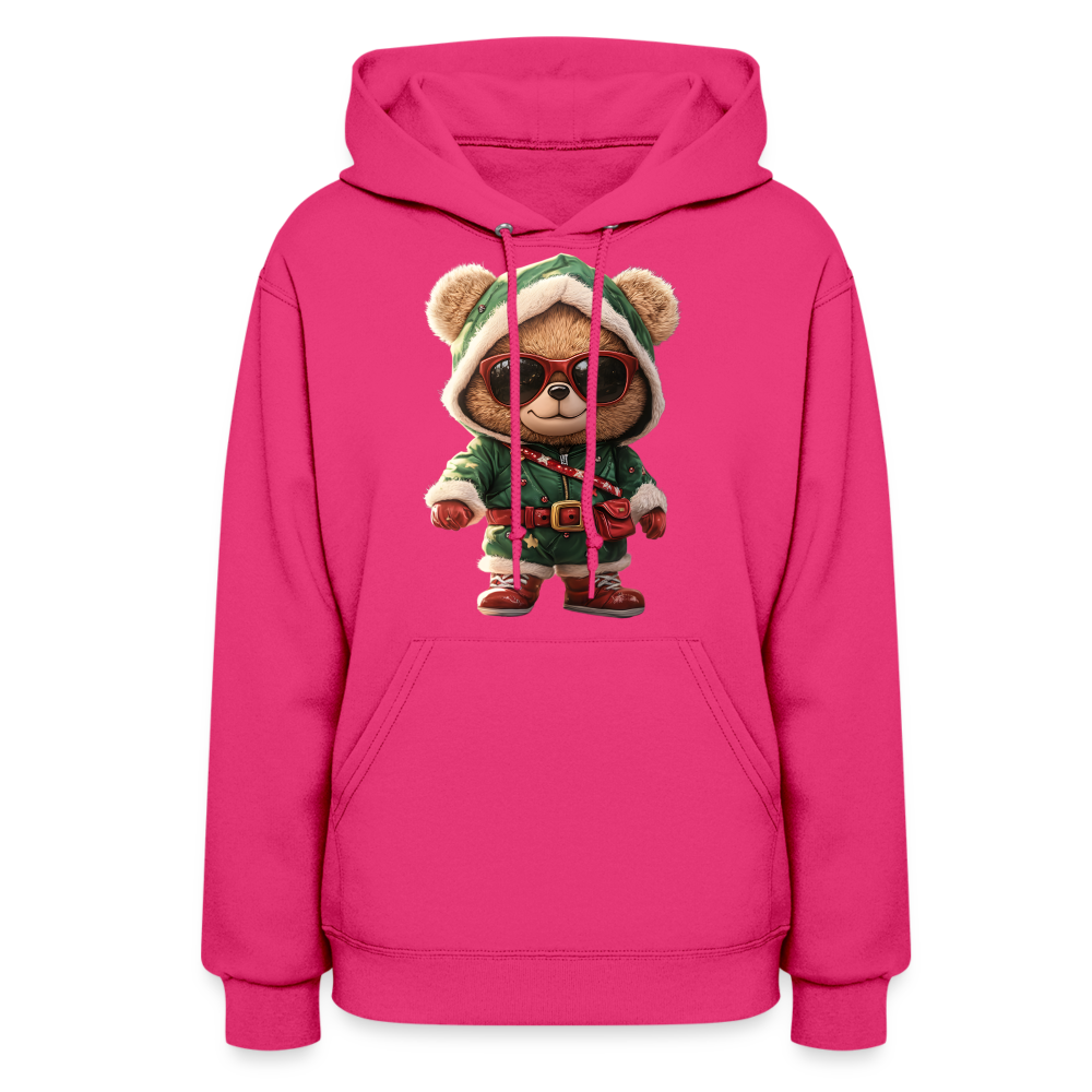 Hooded Gangster Teddy Bear (Design A) Women's Hoodie - fuchsia