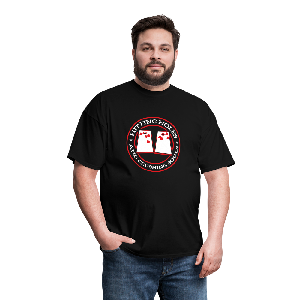 Hitting Holes and Crushing Souls Cornhole Unisex Classic T-Shirt - black