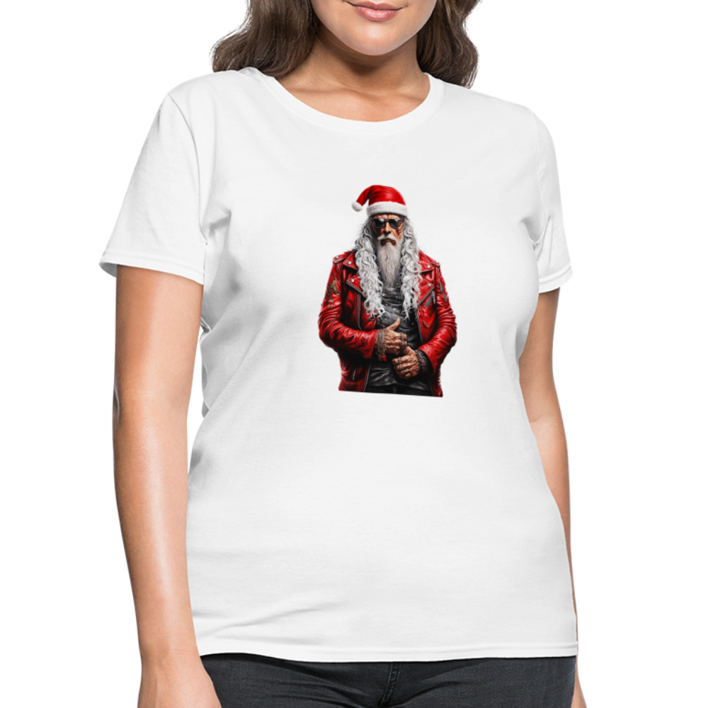 Santa Claus Rock Star in Sunglasses Women's T-Shirt - white