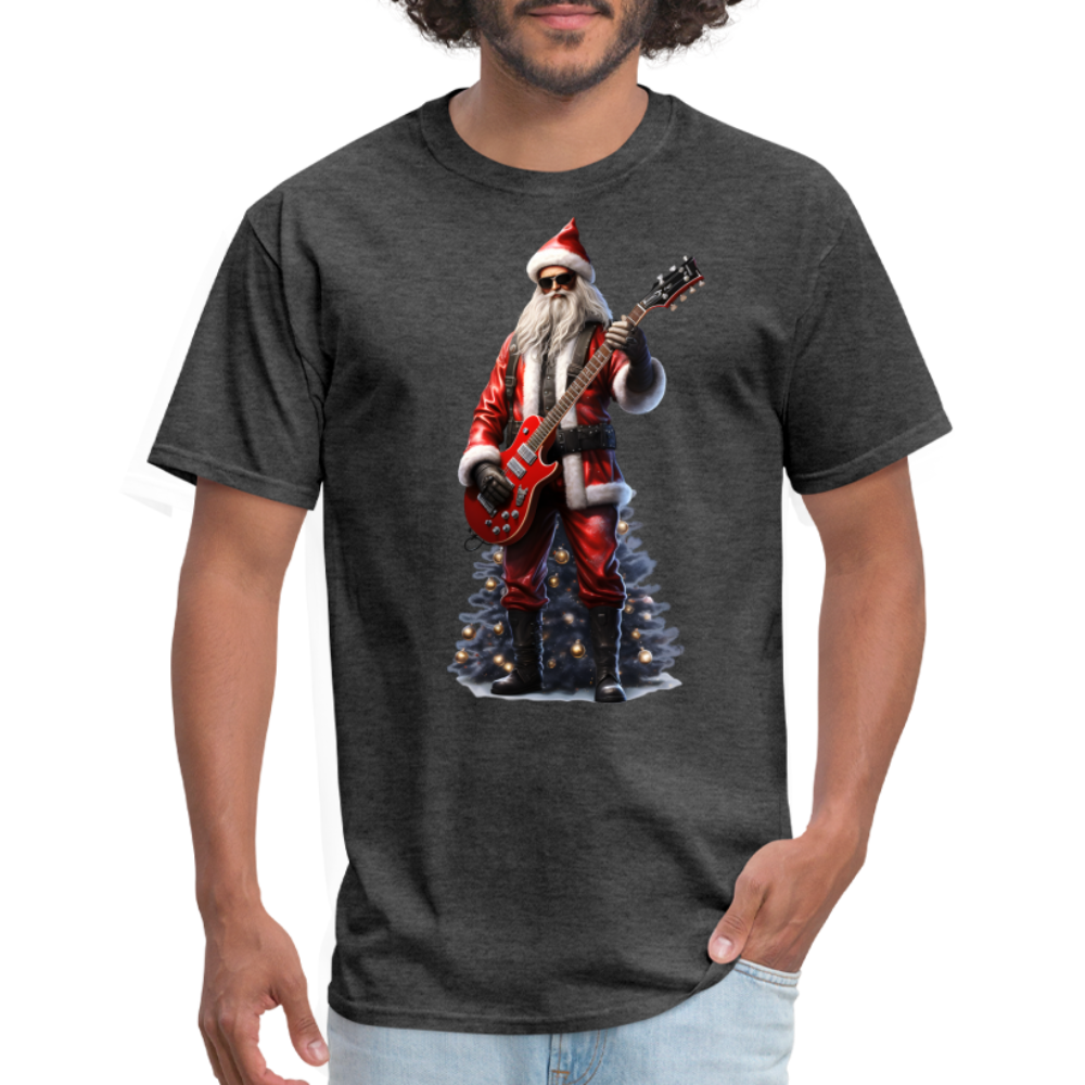 Santa Rockin Around the Christmas Tree Unisex Classic T-Shirt - heather black