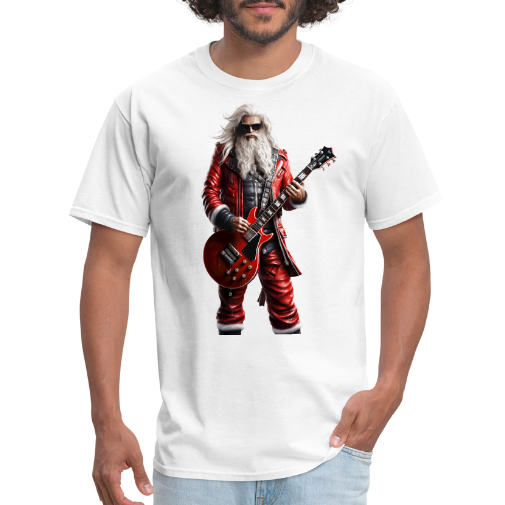 Santa Rock Star Playing Guitar Unisex Classic T-Shirt - white