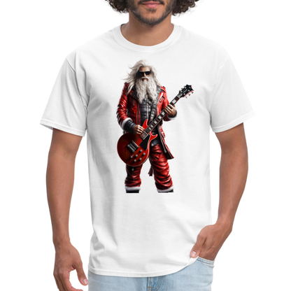 Santa Rock Star Playing Guitar Unisex Classic T-Shirt - white