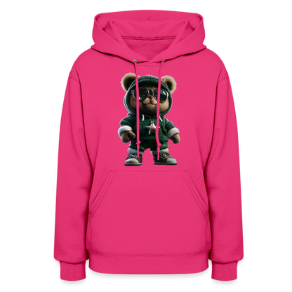 Hooded Gangster Christmas Teddy Bear (Design B) Women's Hoodie - fuchsia