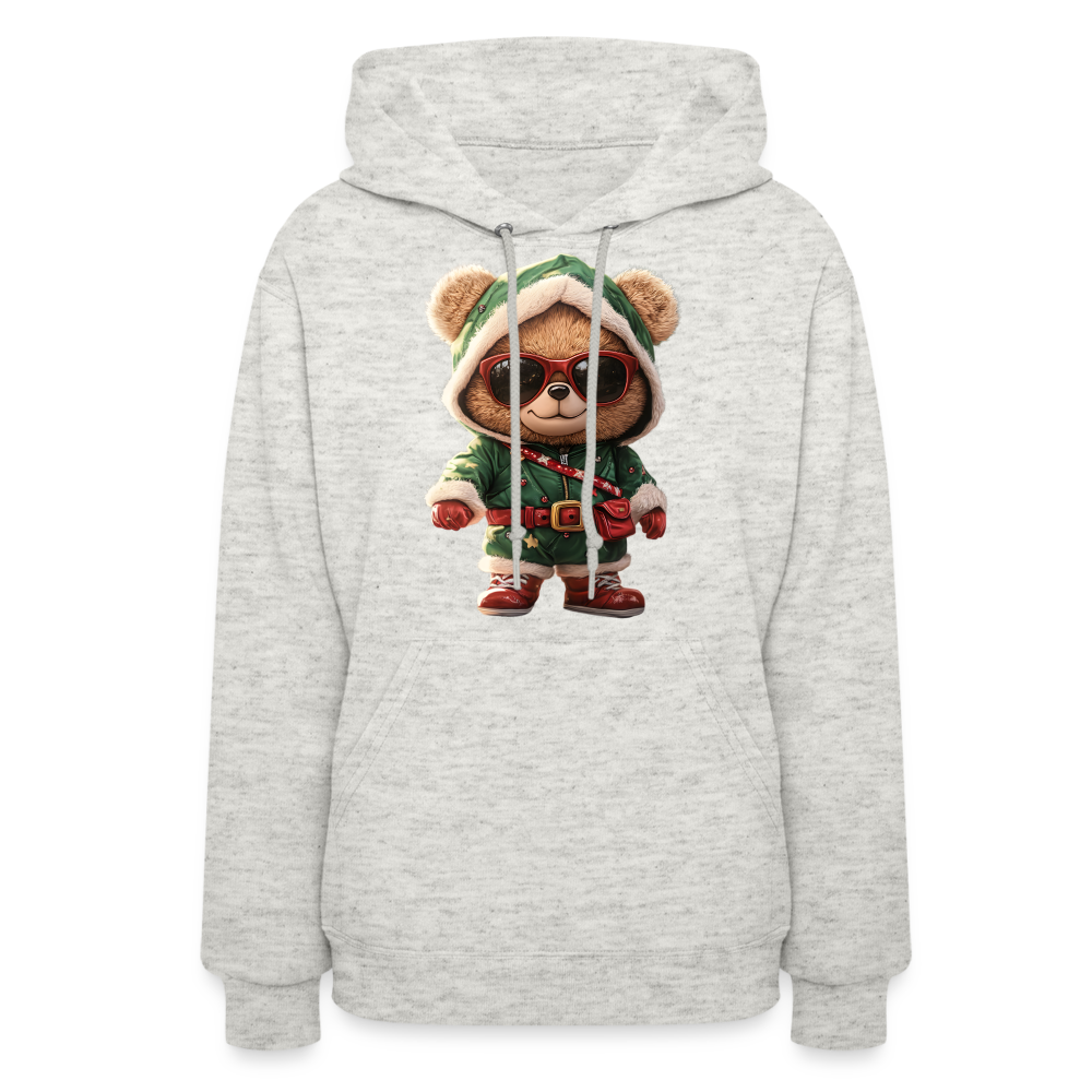 Hooded Gangster Teddy Bear (Design A) Women's Hoodie - heather oatmeal
