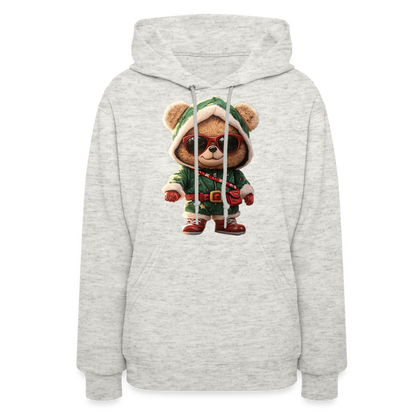 Hooded Gangster Teddy Bear (Design A) Women's Hoodie - heather oatmeal